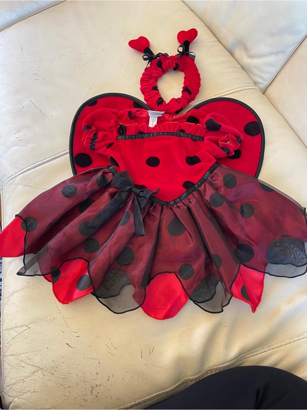 🐞 Koala Kids Red and Black Ladybug Costume with Headband 3-6 months